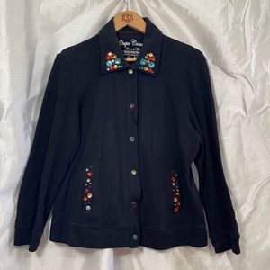 Retro Rainbow Rhinestone Bedazzled Button Down Shirt Blouse